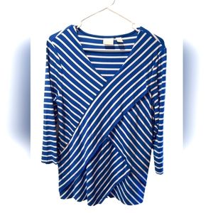 Chico's Blue/White Striped Blouse Size 0